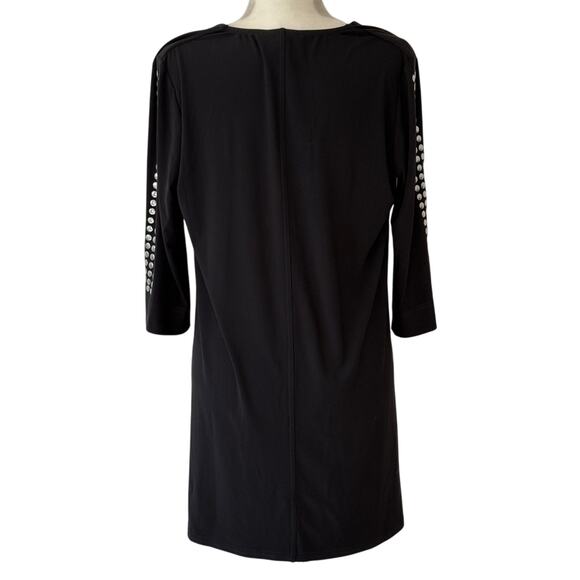 Joseph Ribkoff Black Silver Stud Scoop Neck Long Sleeve Tunic Mini Dress size 8 - Picture 2 of 9